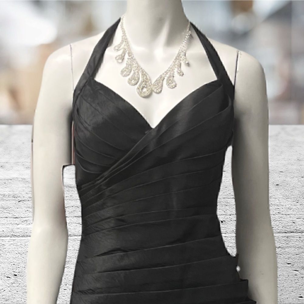 JS Collections Black Halter Neck Ruffle Bottom Mini Dress - Picture 4 of 6